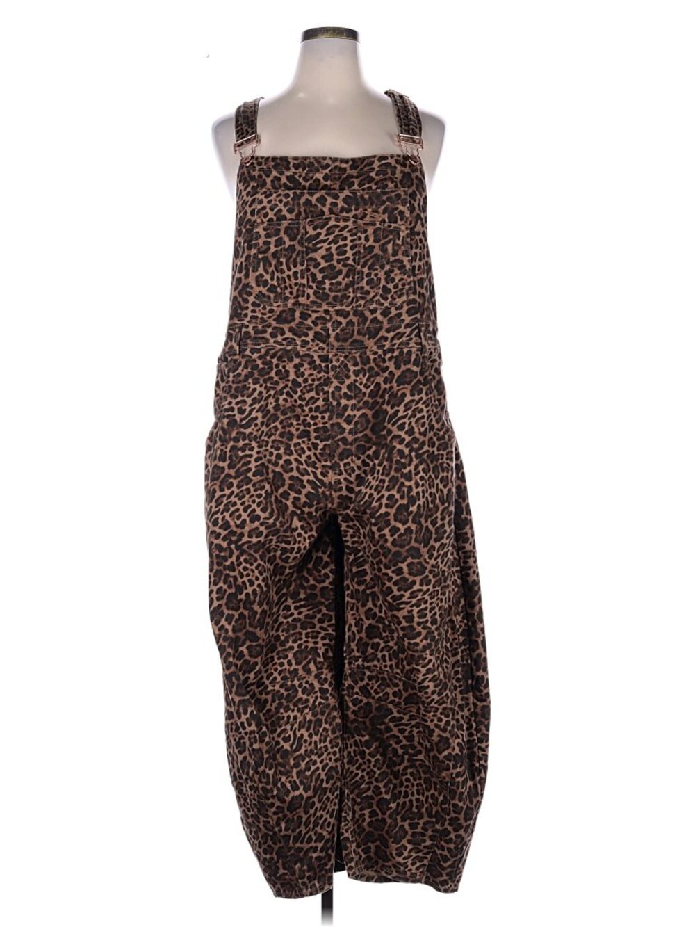 UltraSoft Denim Horseshoe Overalls in Leopard Sz XL